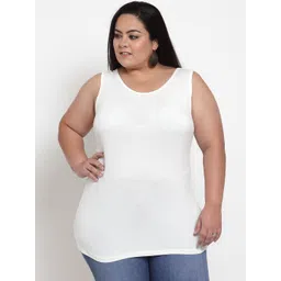 plusS Women White Solid Longline Pure Cotton Top-picture-10