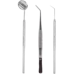 PMT Instrument Kit Pack Of 3 Piece (Mouth Mirror With Handle, Straight Probe, Tweezer) (5)-picture-32