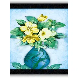PnF Black & Blue Floral Wooden Painting Wall Art-picture-13