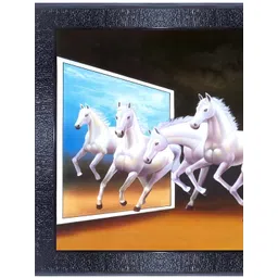 PnF Black & Blue Running Horses Wooden Painting Wall Art-picture-37