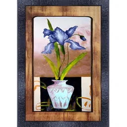 PnF Black & Blue Wooden Floral and Botanical Painting Wall Art-image-45