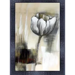 PnF Black & Grey Printed Wooden Floral and Botanical Painting Wall Art-picture-12