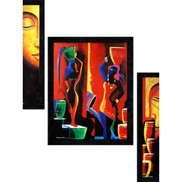 PnF Black & Orange 3 Pieces Wooden Painting Wall Art-picture-11