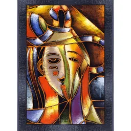 PnF Black & Orange Wooden Abstract Wall Painting-picture-34