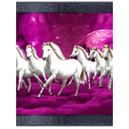 PnF Black & Pink Running Horses Wooden Painting Wall Art-picture-27