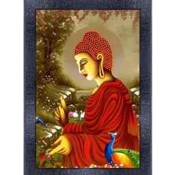 PnF Black & Red Buddha Religious Wooden Painting Wall Art-picture-20