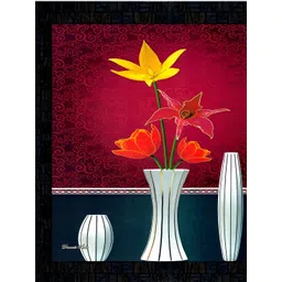 PnF Black & Red Floral and Botanical Wooden Painting Wall Art-picture-20