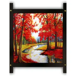 PnF Black & Red Wooden Floral And Botanical Wall Painting-picture-32