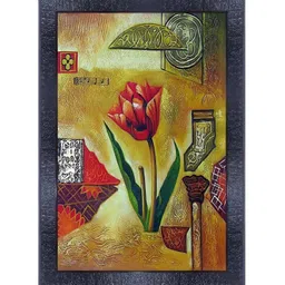 PnF Black & Red Wooden Floral And Botanical Wall Painting-picture-29