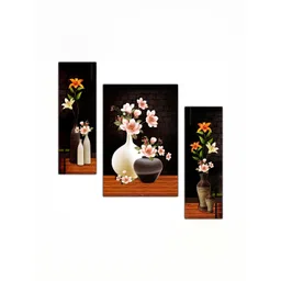 PnF Black & White 3 Piece Wood Floral and Botanical Wall Paintings-picture-39