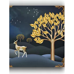 PnF Blue & Brown 3 Pieces Wooden Floral and Botanical Painting Wall Art-picture-42