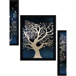 PnF Charcoal & Blue 3 Piece Wooden Floral and Botanical Wall Art-picture-17