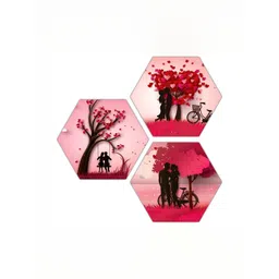 PnF Pink & Black 3 Piece Wooden Floral and Botanical Wall Paintings-picture-30