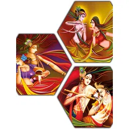 PnF Red & Yellow 3 Pieces Religious Wall Painting-picture-37