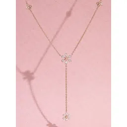 P.N.Gadgil Jewellers 14k (585) Yellow Gold Charming Flowerfall Lariat Diamond Necklace-picture-18