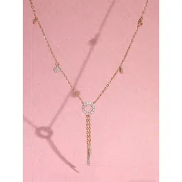 P.N.Gadgil Jewellers 14k (585) Yellow Gold Circlular Cascade Lariat Diamond Necklace-picture-24