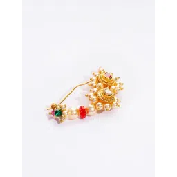P.N.Gadgil Jewellers 14k Gold Maharashtrian Abhirami Moti Nosering For Women-picture-19