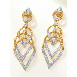 P.N.Gadgil Jewellers 14KT BSI Hallmarked Yellow Gold Shadow Sparkle Drop Earring for Women-image-39