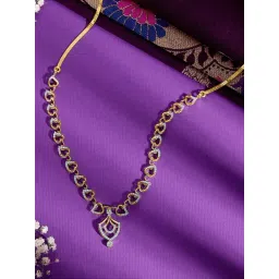 P.N.Gadgil Jewellers 14KT Yellow Gold and Diamond Short Necklace for Women-picture-37