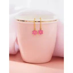 P.N.Gadgil Jewellers 18K Sweet Daisy Hoop & Huggie Gold Earring for Kids-picture-26