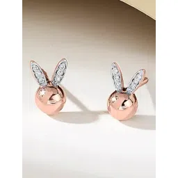 P.N.Gadgil Jewellers Bunny Bliss 18 kt Rose Gold Stud Diamond Earring For Woman-picture-40