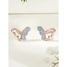 P.N.Gadgil Jewellers Shining Winglet 18 kt Rose Gold Stud Diamond Earring For Woman-picture-41