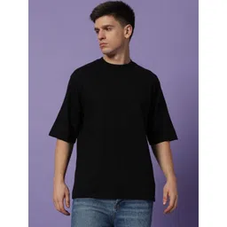 PockMAN Men Bio Finish Solid Round Neck Pure Cotton Oversized T-shirt-picture-16