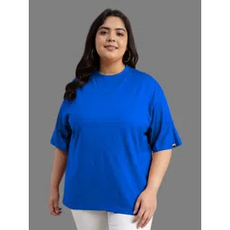 PockMAN Women Plus Size Bio Finish Solid Round Neck Cotton Oversized T-shirt-picture-23