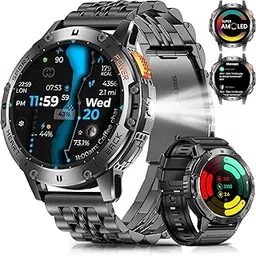 PODOEIL Smart Watch for Men with Bluetooth Call, 530mAh Battery Military Smart Watches for Android iOS, 1.43" AMOLED Waterproof Smartwatch with Flashlight, 111 Sport Modes-picture-45