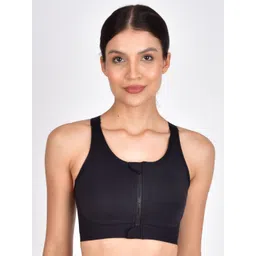 Poftik Full Coverage Zip Front Wireless Padded Racerback High Support Bra-picture-41