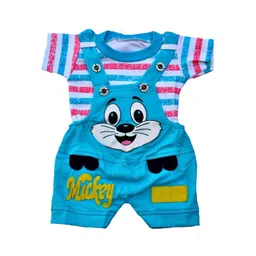 Pohar Creation Infant Girls Printed Cotton Dungaree With T-Shirt-picture-37