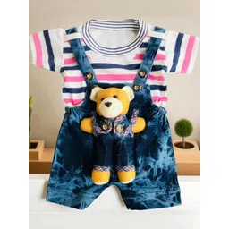Pohar Creation Kids Teddy Bear Detailed Dungaree With T-shirt Set-picture-27