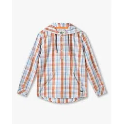 point cove Boys Checked Slim Fit Hooded Shirt-picture-10