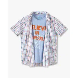 point cove Boys Checked Slim Fit Shirt with T-Shirt-picture-11