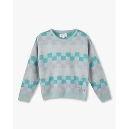 point cove Girls Checked Relaxed Fit Crew-Neck Sweatshirt-picture-29