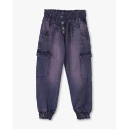 point cove Girls Mid-Wash Paperbag Joggers Jeans-picture-16