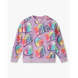 point cove Girls Typographic Print Relaxed Fit Sweatshirt-picture-33