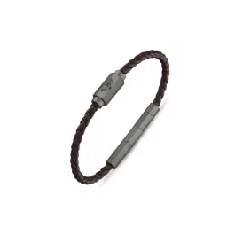 Police Bolt Gun Winglogo Hardware Brown Leather Magnetic Bracelet For Men-picture-34