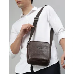 Police Brown Leather Structured Cross Body Bag-picture-39