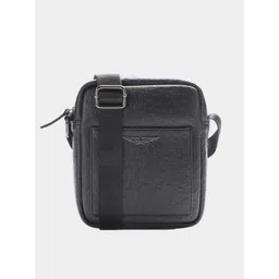 Police Men Black Leather Structured Sling Bag-picture-24