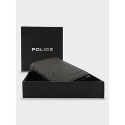 Police Men Black Solid Leather Three Fold Wallet-picture-32