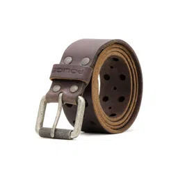 Police Men Textured Leather Belt with Vintage Distressed Metal Buckle-picture-40