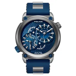 Police Quartz Analog Black Dial Blue Colour Silicone Strap Watch For Men-picture-27