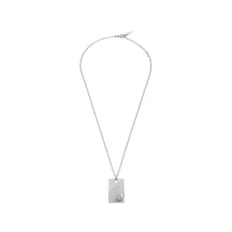 Police Revelry Wing Logo Grid Grey Necklace for Men-picture-15
