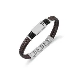 police Stainless Steel Braided Flat Leather Bracelet -picture-12