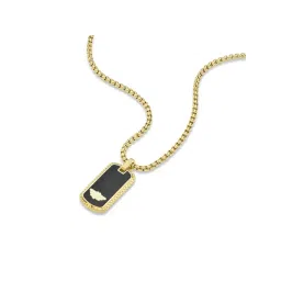Police Stamp Black Pendant With Golden Chain Necklace-picture-40
