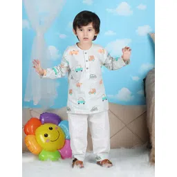 Polka Tots Boys Abstract Printed Pure Cotton Kurta With Pyjamas-picture-45