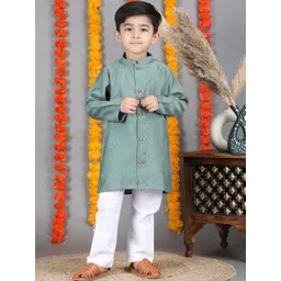 Polka Tots Boys Ethnic Motifs Pure Cotton Straight Kurta with Pyjama-picture-52