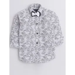 Polka Tots Boys Geometric Printed Spread Collar Pure Cotton Casual Shirt-picture-12
