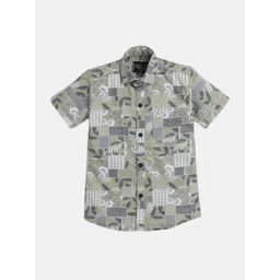 Polka Tots Boys Opaque Floral Printed Cotton Casual Shirt-picture-18